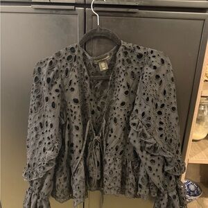 House of Harlow 1960 Black Eyelet Blouse